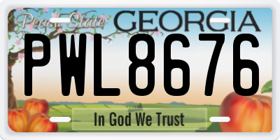 GA license plate PWL8676