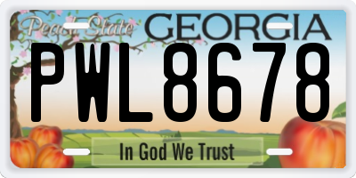 GA license plate PWL8678