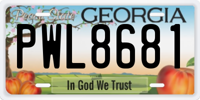 GA license plate PWL8681