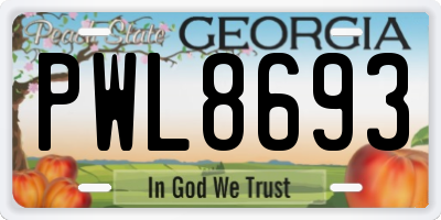 GA license plate PWL8693