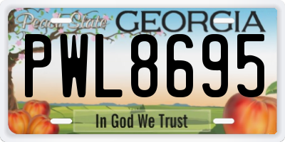 GA license plate PWL8695