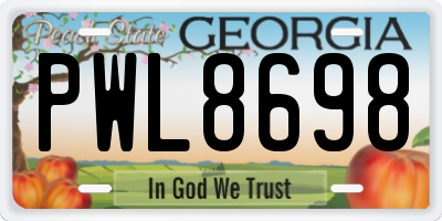 GA license plate PWL8698