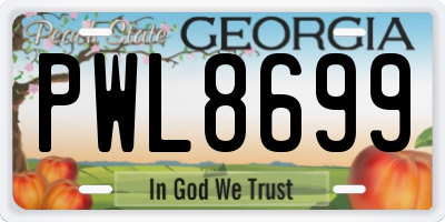 GA license plate PWL8699