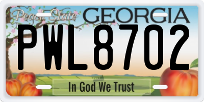 GA license plate PWL8702