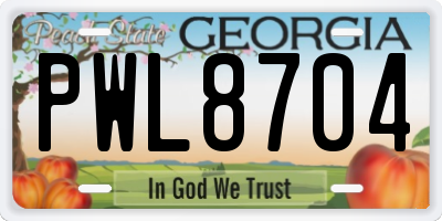 GA license plate PWL8704