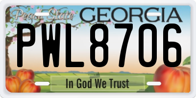 GA license plate PWL8706