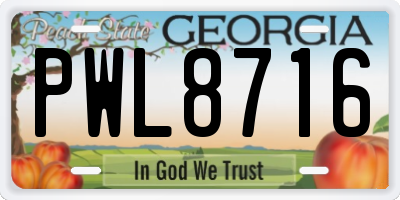 GA license plate PWL8716