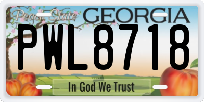 GA license plate PWL8718