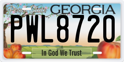 GA license plate PWL8720