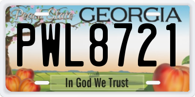 GA license plate PWL8721