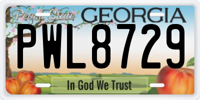 GA license plate PWL8729