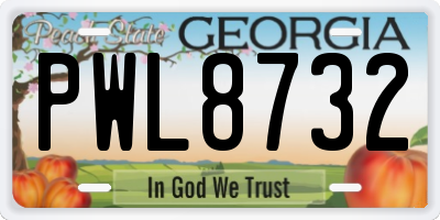 GA license plate PWL8732
