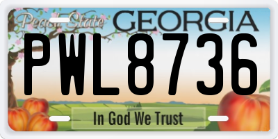 GA license plate PWL8736