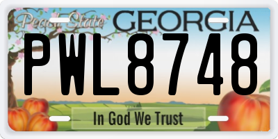 GA license plate PWL8748