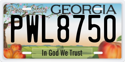 GA license plate PWL8750