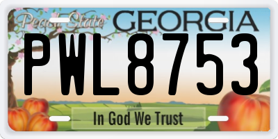 GA license plate PWL8753