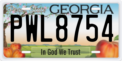 GA license plate PWL8754