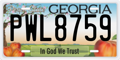 GA license plate PWL8759