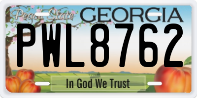 GA license plate PWL8762