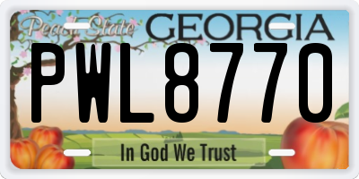 GA license plate PWL8770