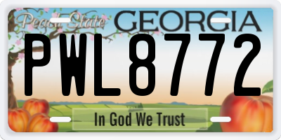 GA license plate PWL8772