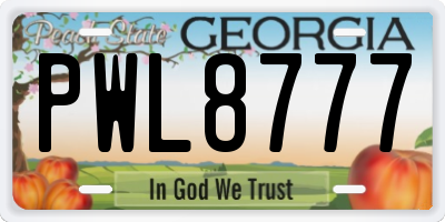 GA license plate PWL8777