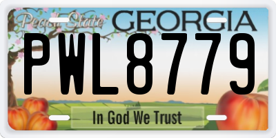 GA license plate PWL8779