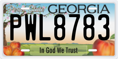 GA license plate PWL8783