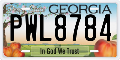 GA license plate PWL8784