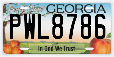 GA license plate PWL8786
