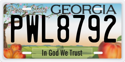 GA license plate PWL8792