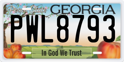 GA license plate PWL8793