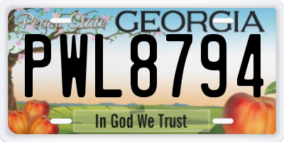 GA license plate PWL8794
