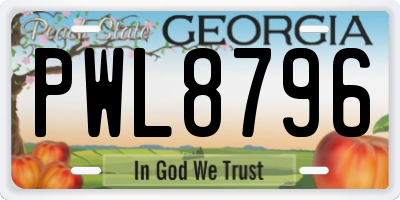 GA license plate PWL8796