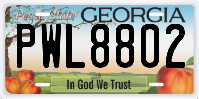 GA license plate PWL8802