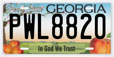 GA license plate PWL8820