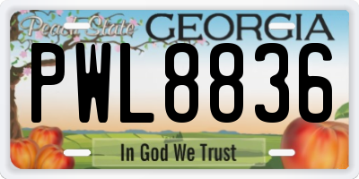 GA license plate PWL8836
