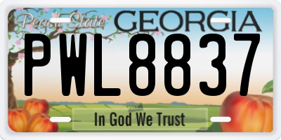 GA license plate PWL8837