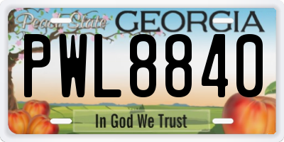 GA license plate PWL8840
