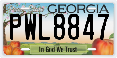 GA license plate PWL8847