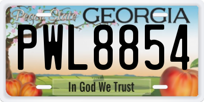 GA license plate PWL8854