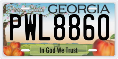 GA license plate PWL8860