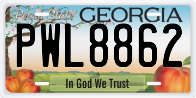 GA license plate PWL8862
