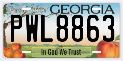 GA license plate PWL8863