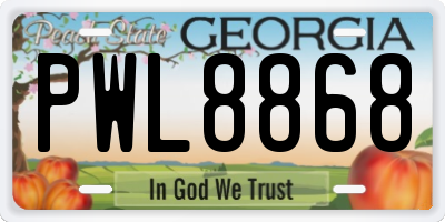 GA license plate PWL8868