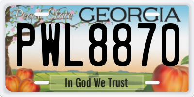GA license plate PWL8870