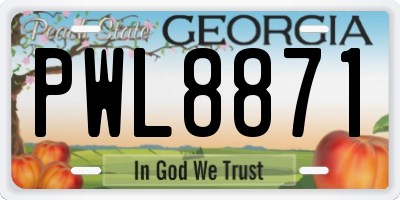 GA license plate PWL8871