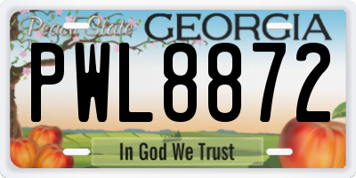 GA license plate PWL8872