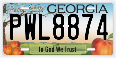 GA license plate PWL8874