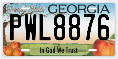 GA license plate PWL8876